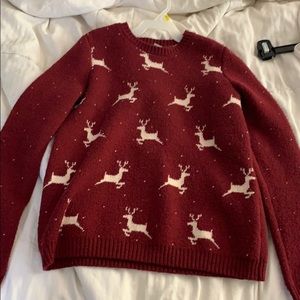 Maroon and white reign-deer Christmas sweater